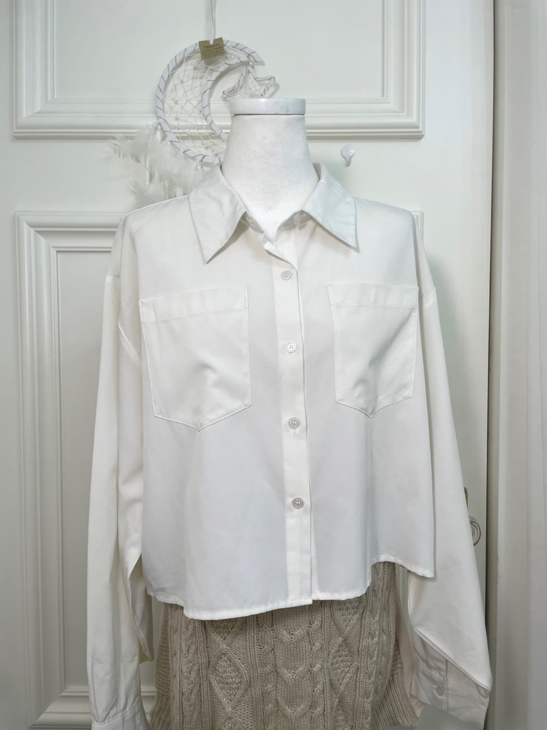 white basic pocket pleats over shirt 상품이미지5