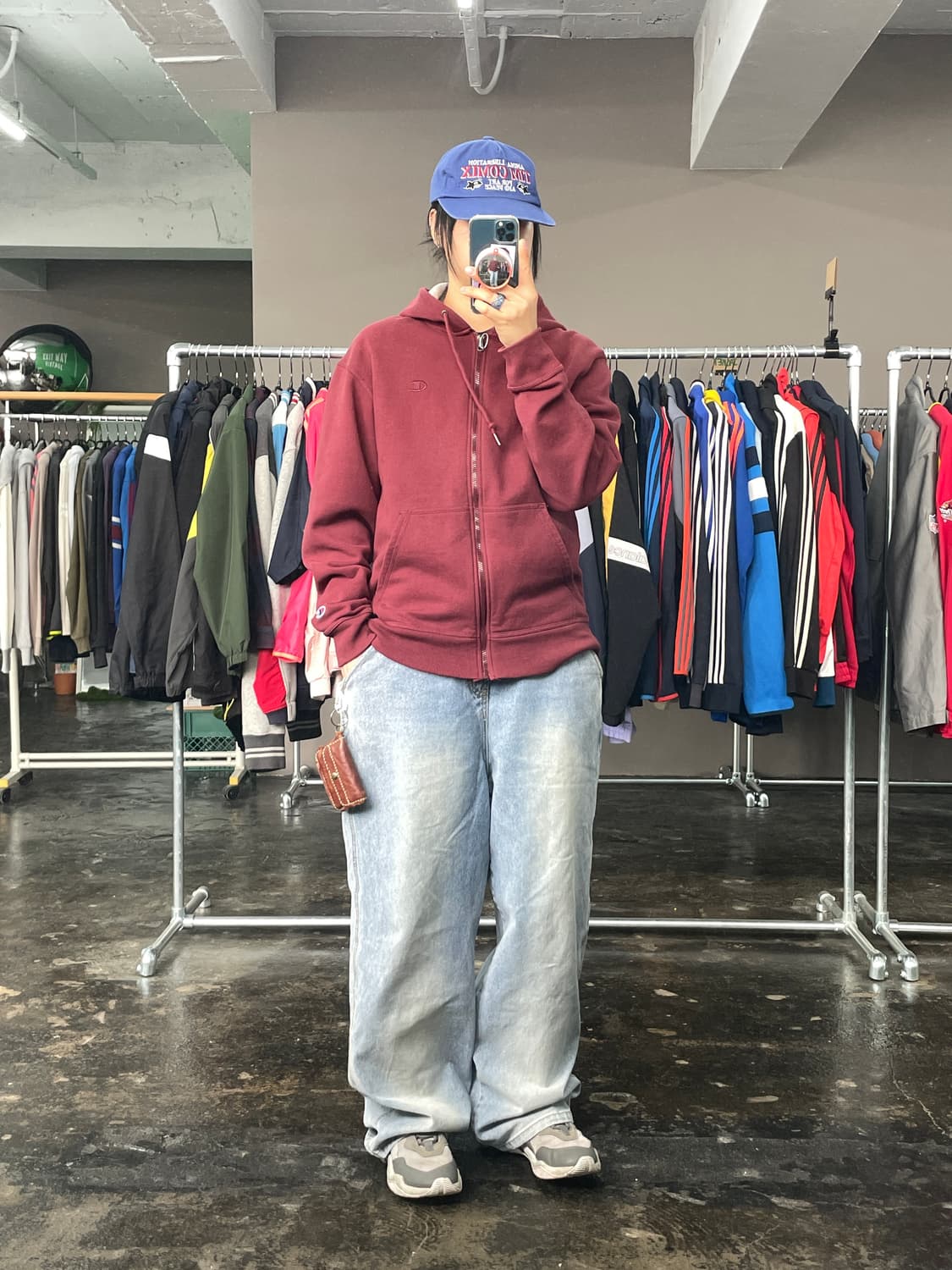 챔피온 버건디 후드 집업 자켓(기모) 상품이미지3