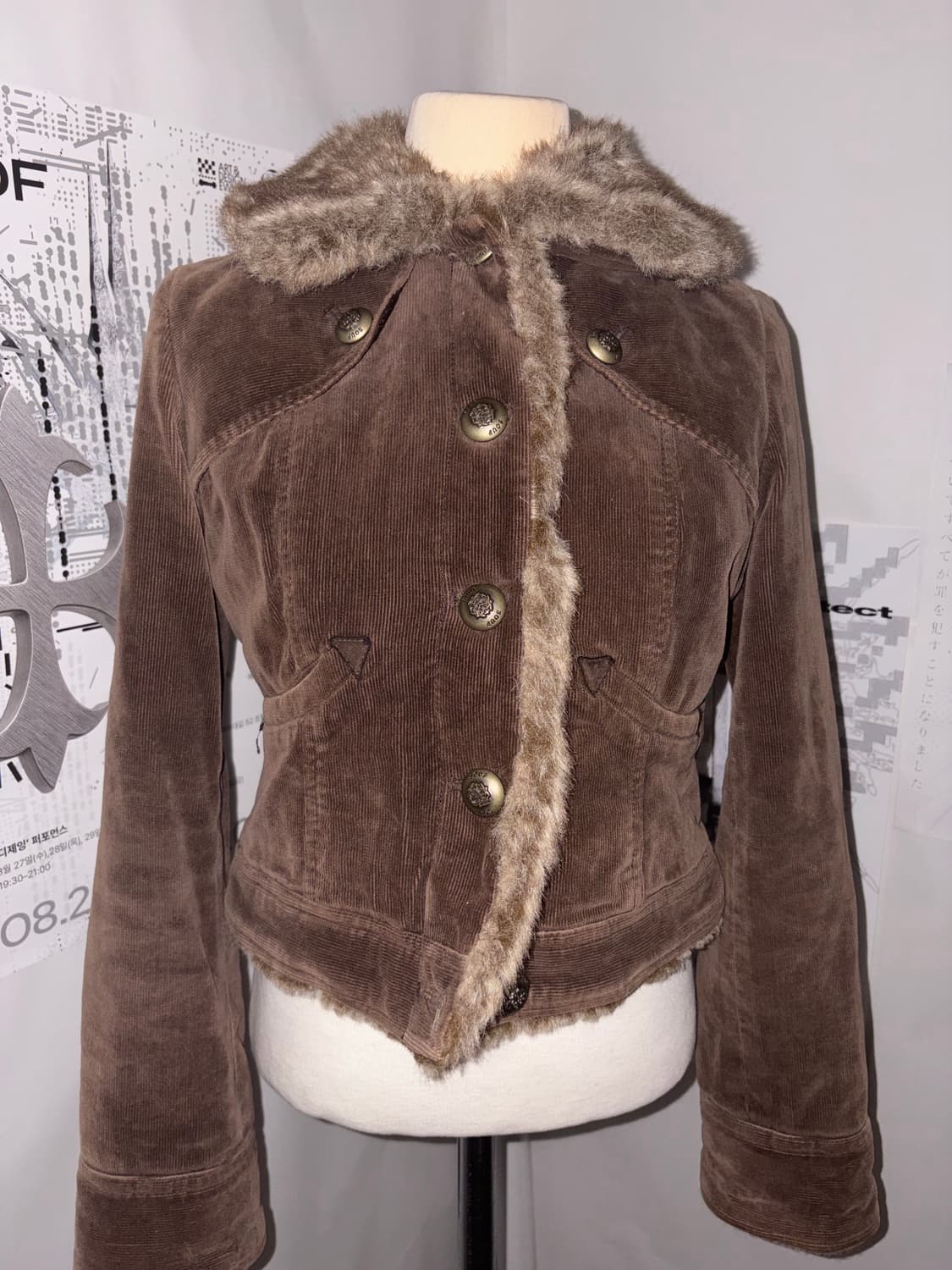 Cocoa Corduroy Fur-Trim Jacket 상품이미지1