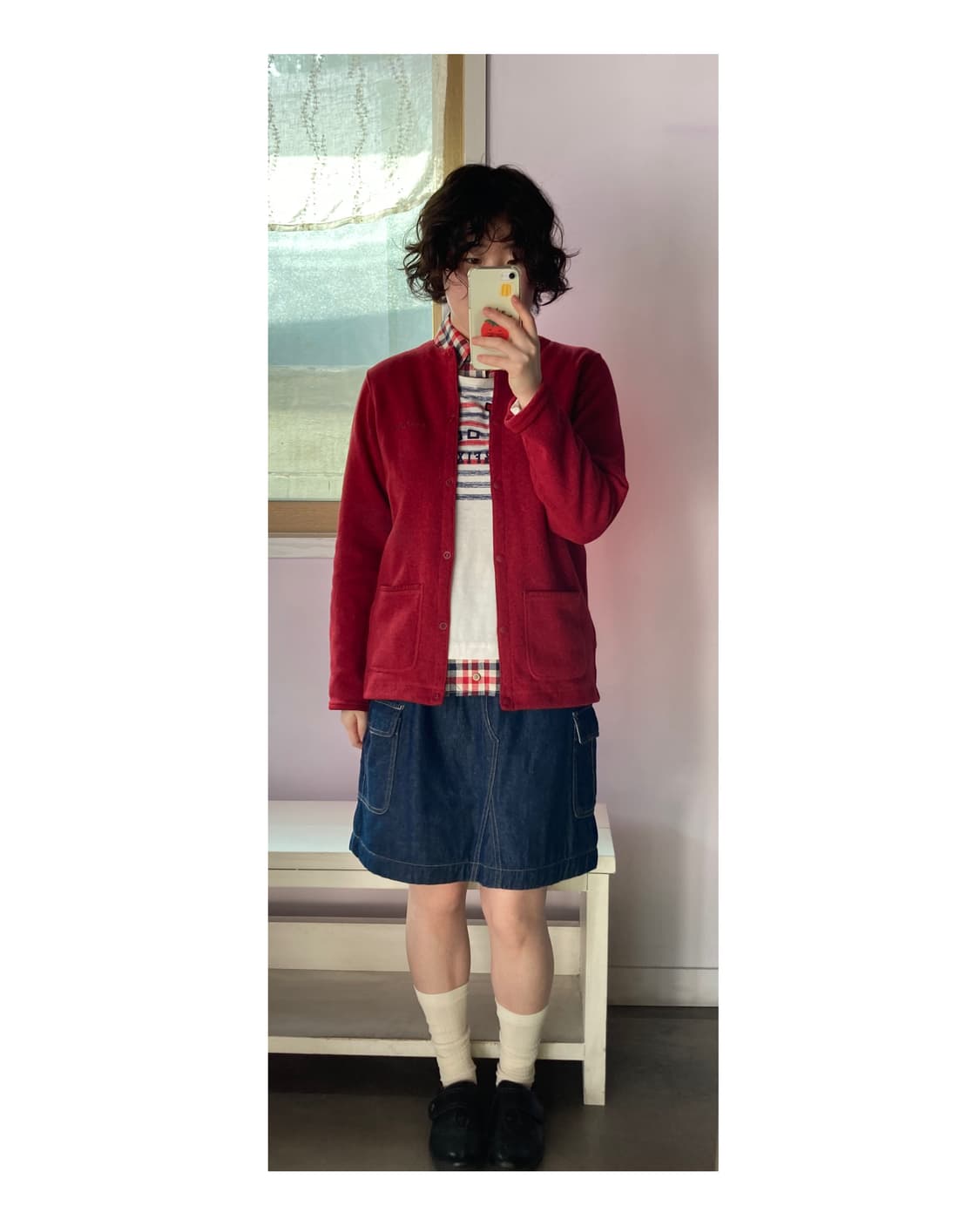 몽벨 레드 기모 가디건 상품이미지3