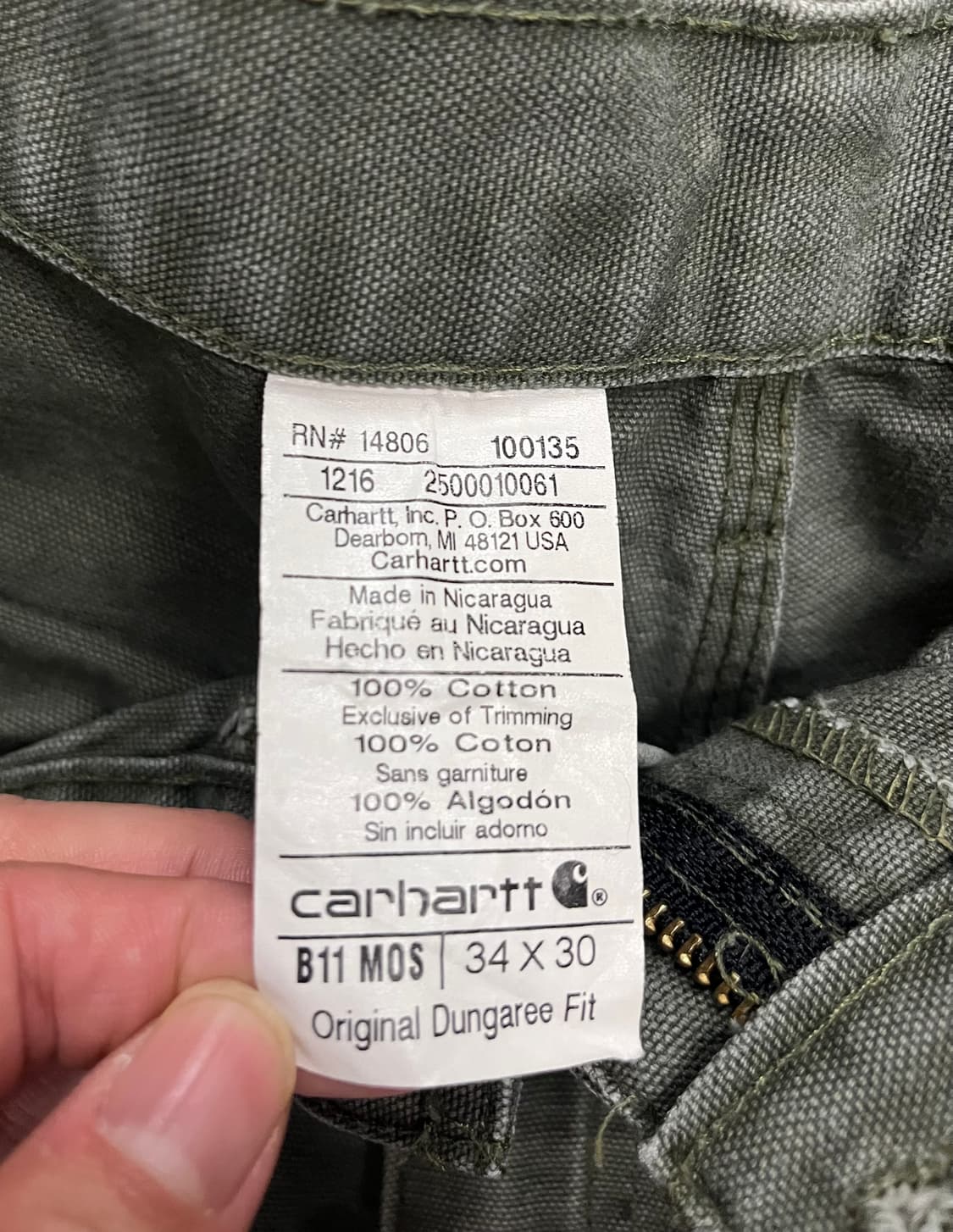 10s 칼하트 모스그린 카펜터 펜츠 상품이미지7