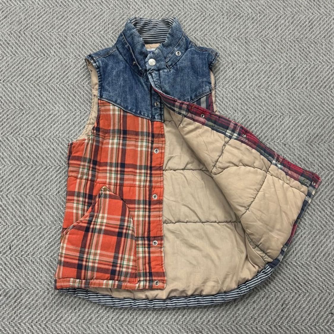 CUBE SUGAR 데님 체크 베스트 v0365 상품이미지5