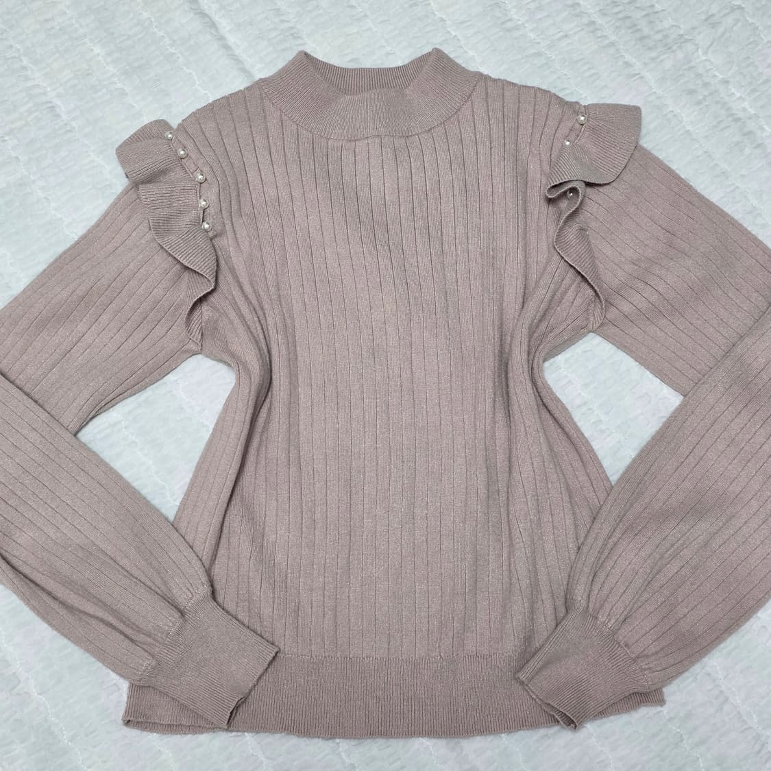 일본빈티지)스나계st 진주프릴 모리걸 양지뢰 로맨틱 퍼프 니트 상품이미지3