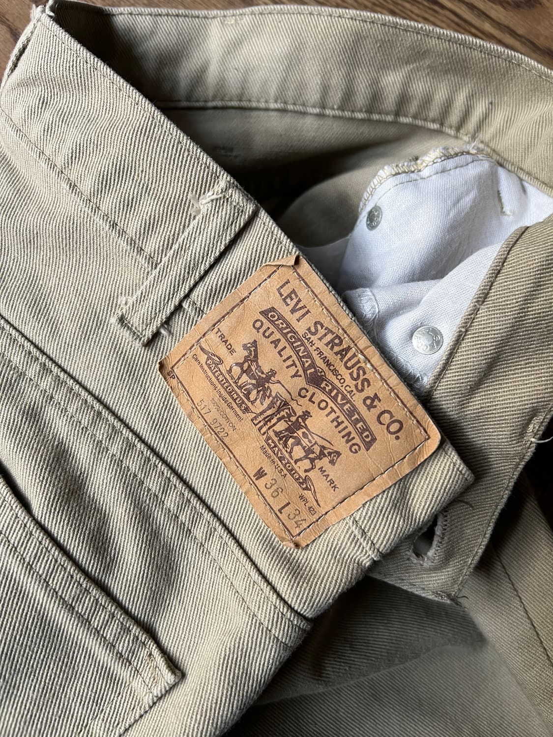 [36]80s 리바이스 화이트탭 517-9722 베이지 데님팬츠 상품이미지4