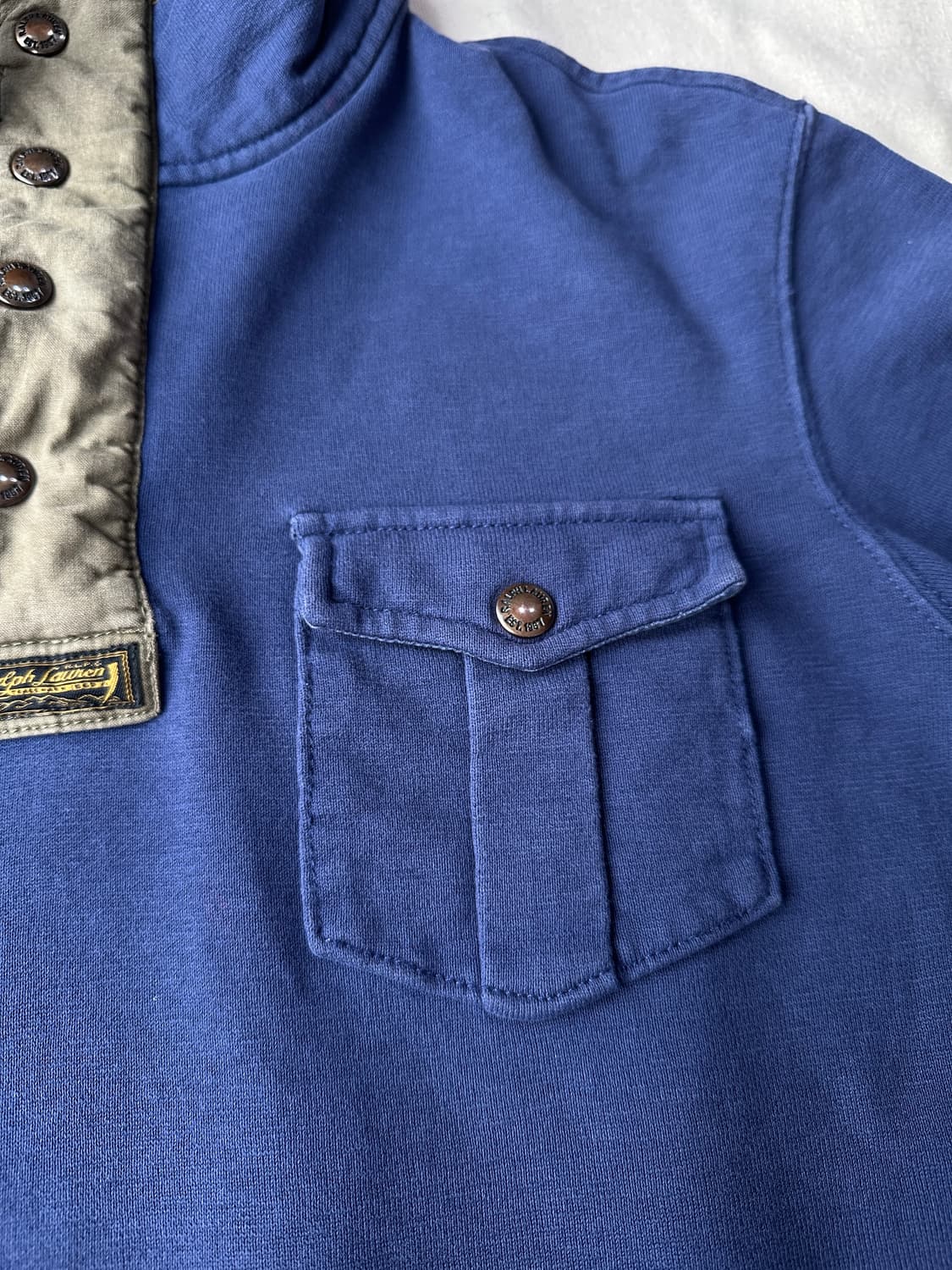 폴로 랄프로렌 밀리터리 반집업 엘보우패치 스웻셔츠 M 상품이미지5