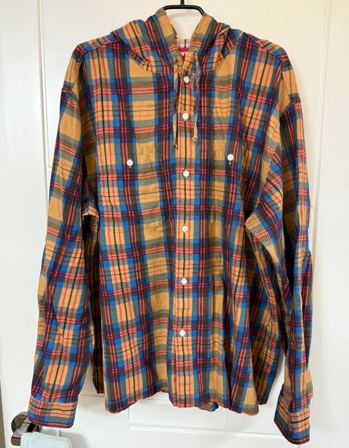 슈프림 프린티드 후드 플란넬 셔츠 탄 L 상품이미지4
