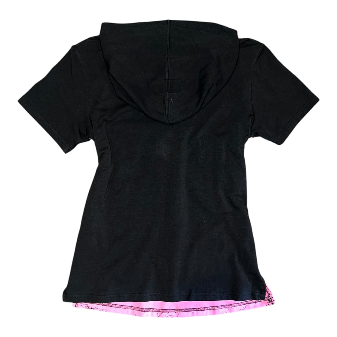 BODY LINE 바디라인 그런지 프린팅 레이어드 반팔 후드티 펑크y2k 상품이미지4