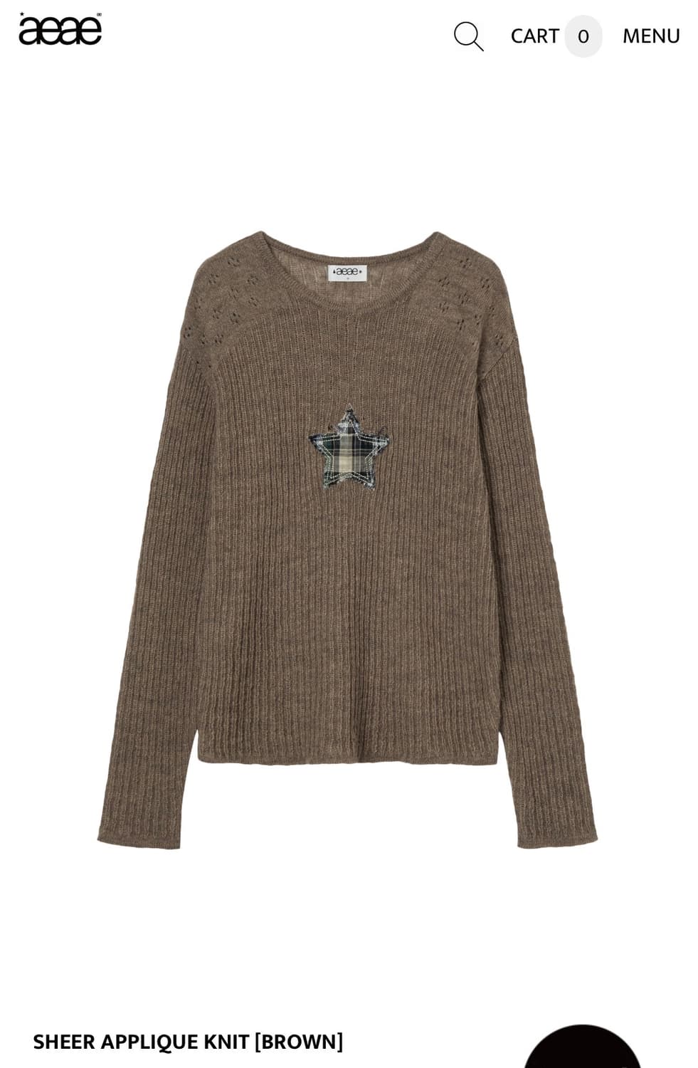 새상품) aeae SHEER APPLIQUE KNIT [BROWN] 상품이미지1