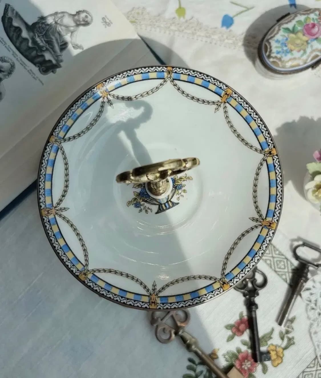 [레어]1925 올드 앤슬리 핸드페인티드 2단 케이크 스탠드 상품이미지4