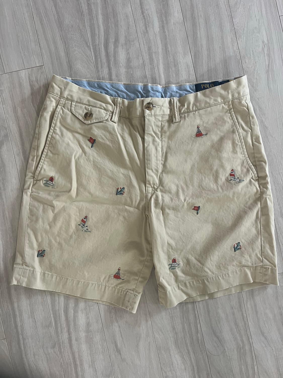 폴로 랄프로렌 자수 반바지 베이지 상품이미지1