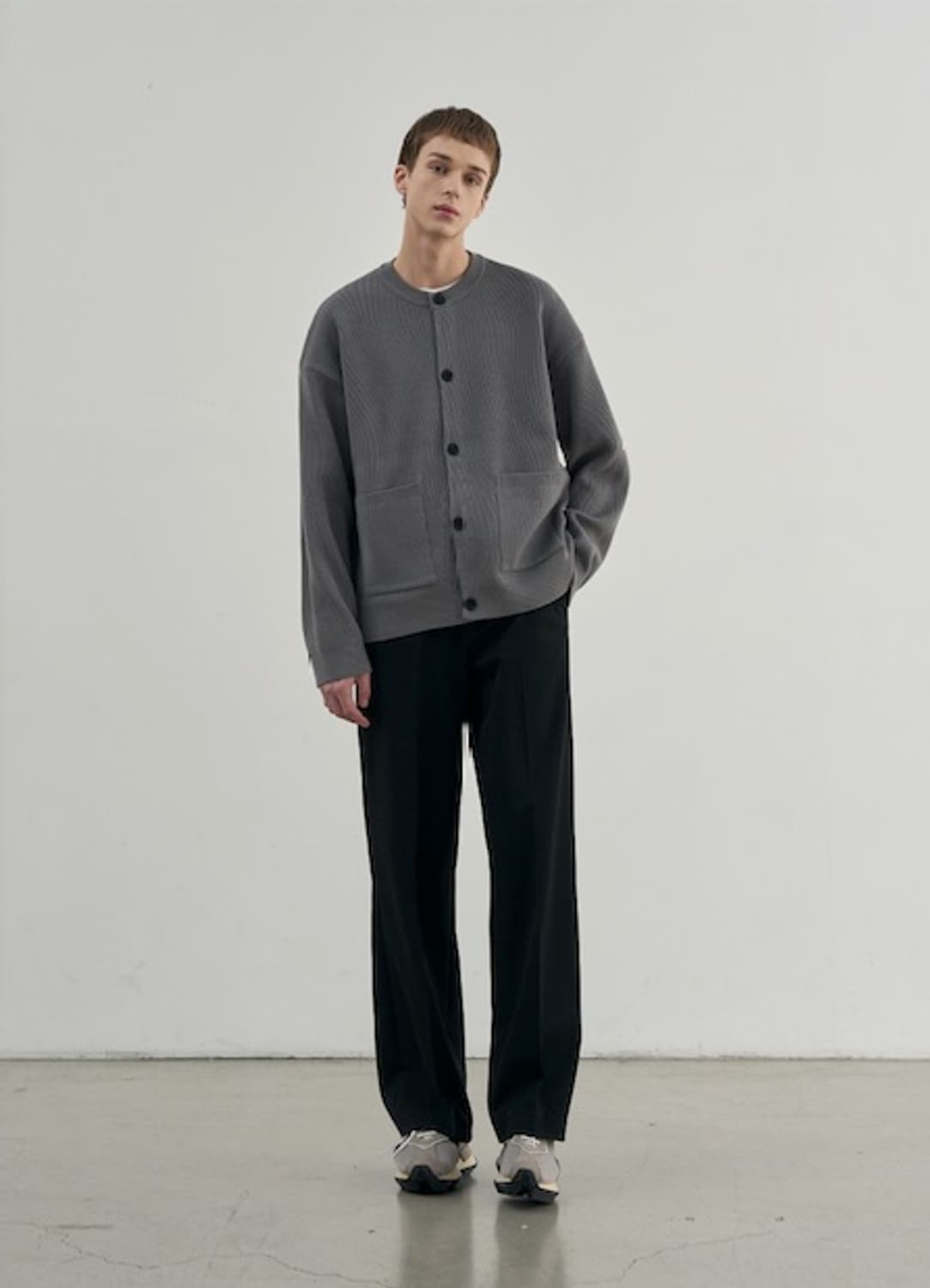 (새상품)(L) 드로우핏 오버사이즈 PBT 라운드 가디건 GREY 판매 상품이미지3