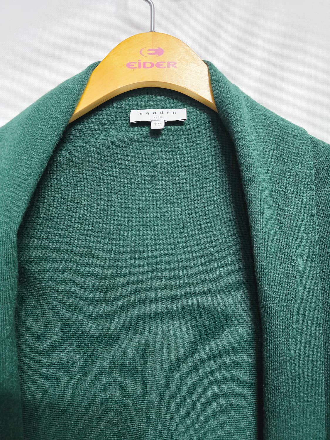 산드로 케이프 그린색상 니트 숄 가디건 프린지 장식 상품이미지2