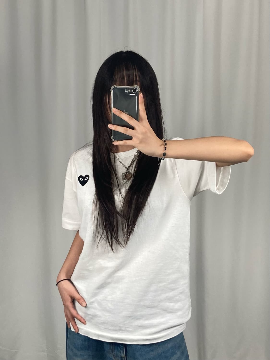 꼼데가르송 블랙 와펜 화이트 반팔 상품이미지1