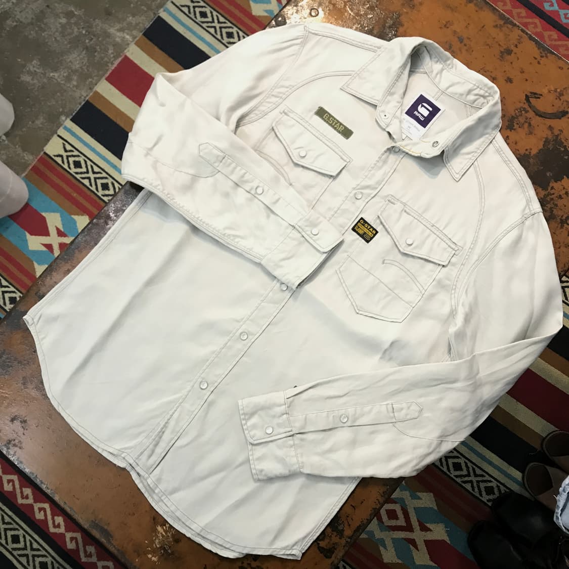 지스타 로우 그레이 카키 코튼 웨스턴 셔츠 남성 105 사이즈 상품이미지2