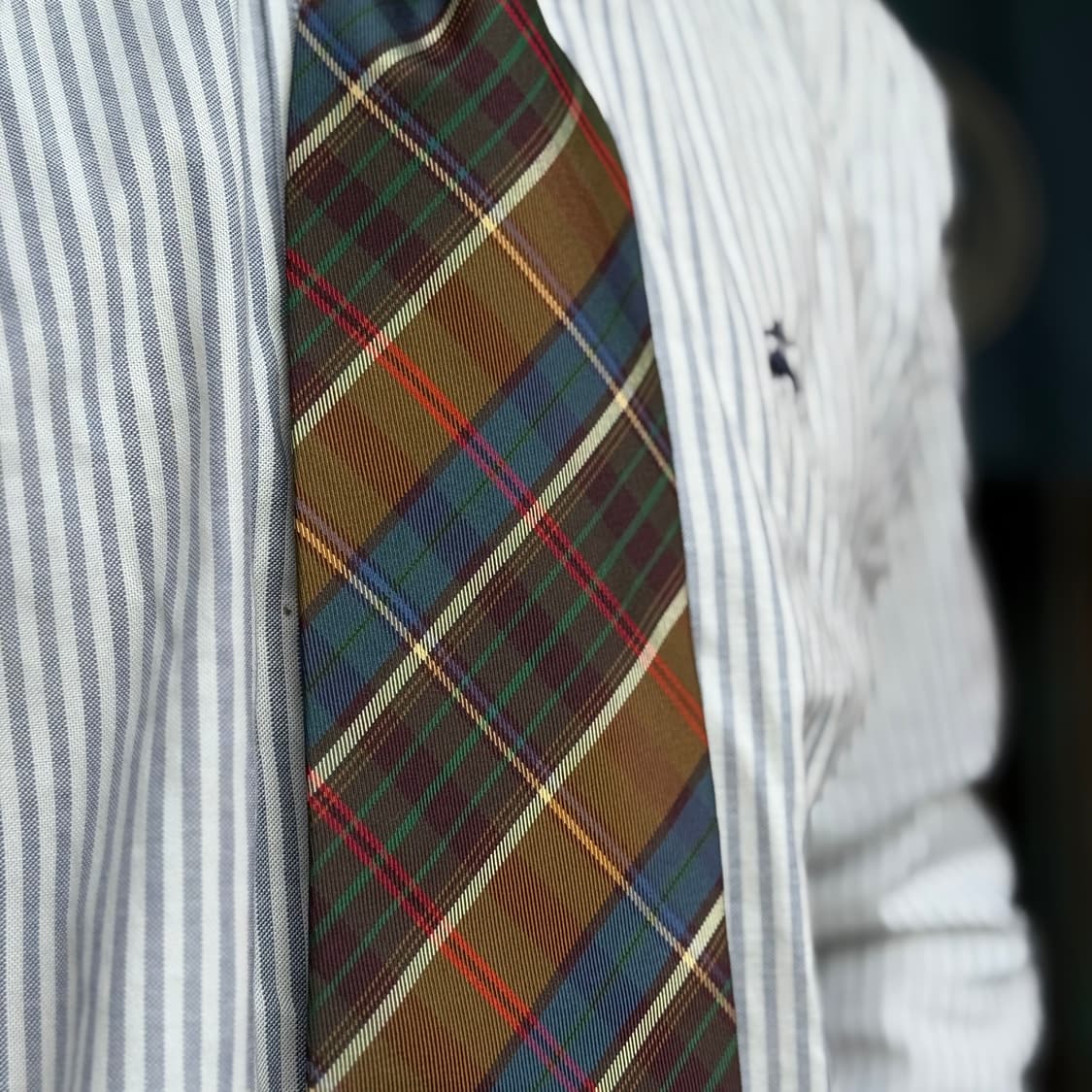 00‘s 폴로 랄프로렌 스트라이프 체크 패턴 실크타이 상품이미지8
