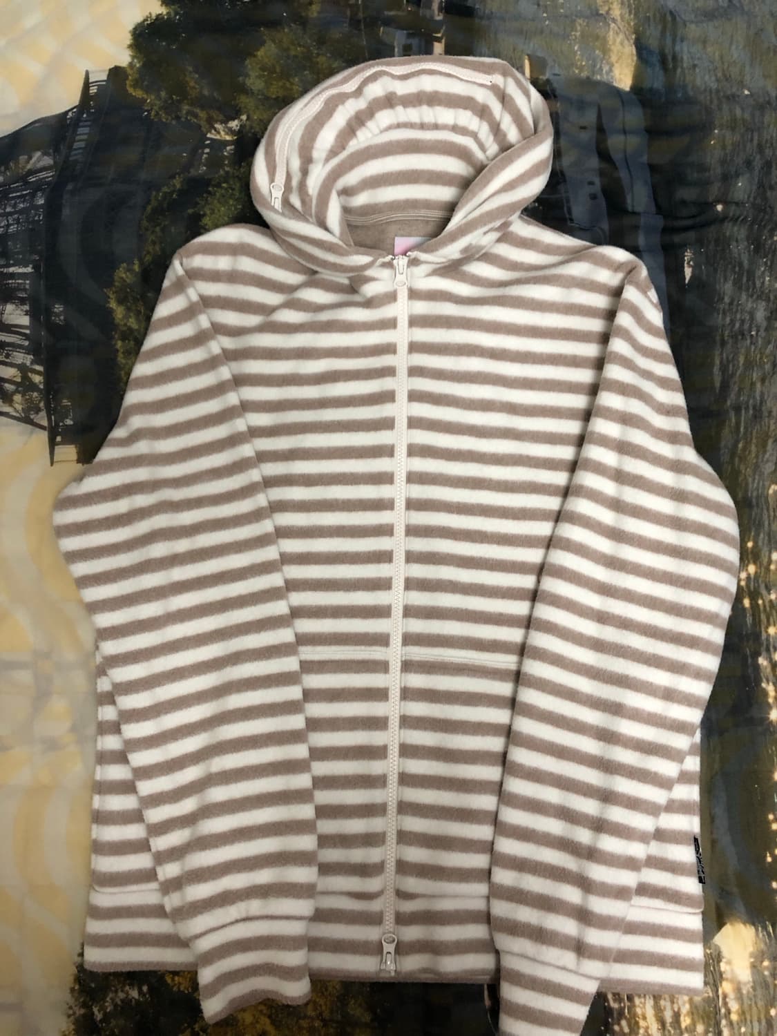 사파리스팟 S.T.C 스트라이프 플리스 머플러 집업 베이지 상품이미지2