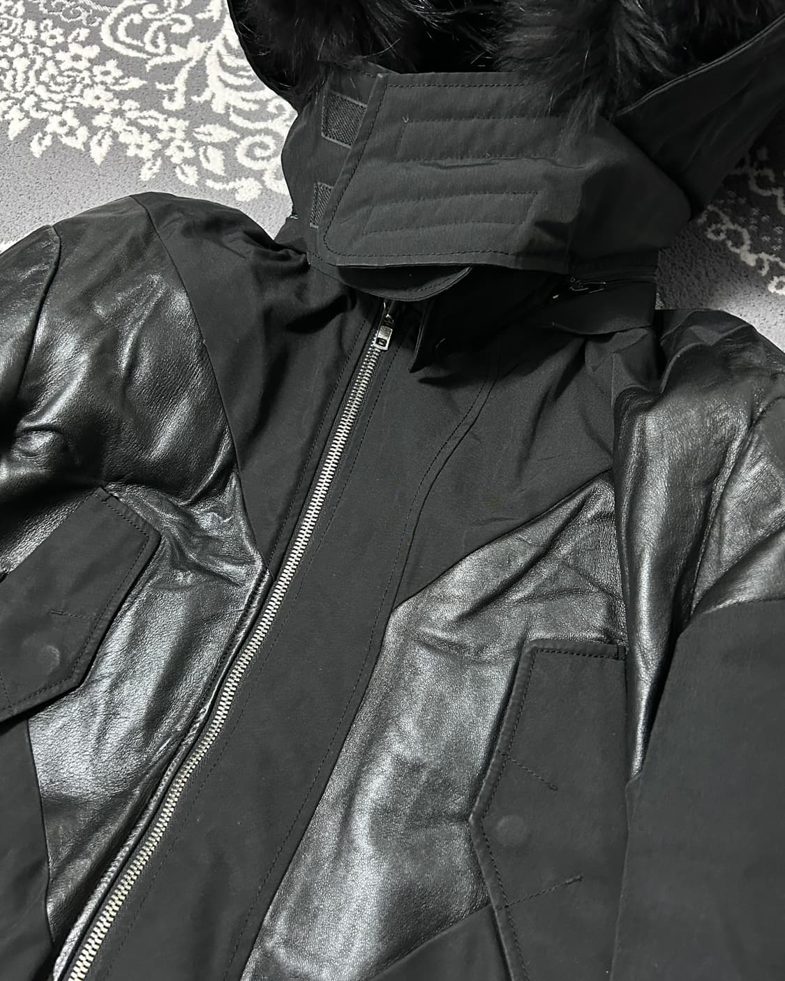 시스템 사무라이 후드 레더 패디드 자켓 상품이미지7