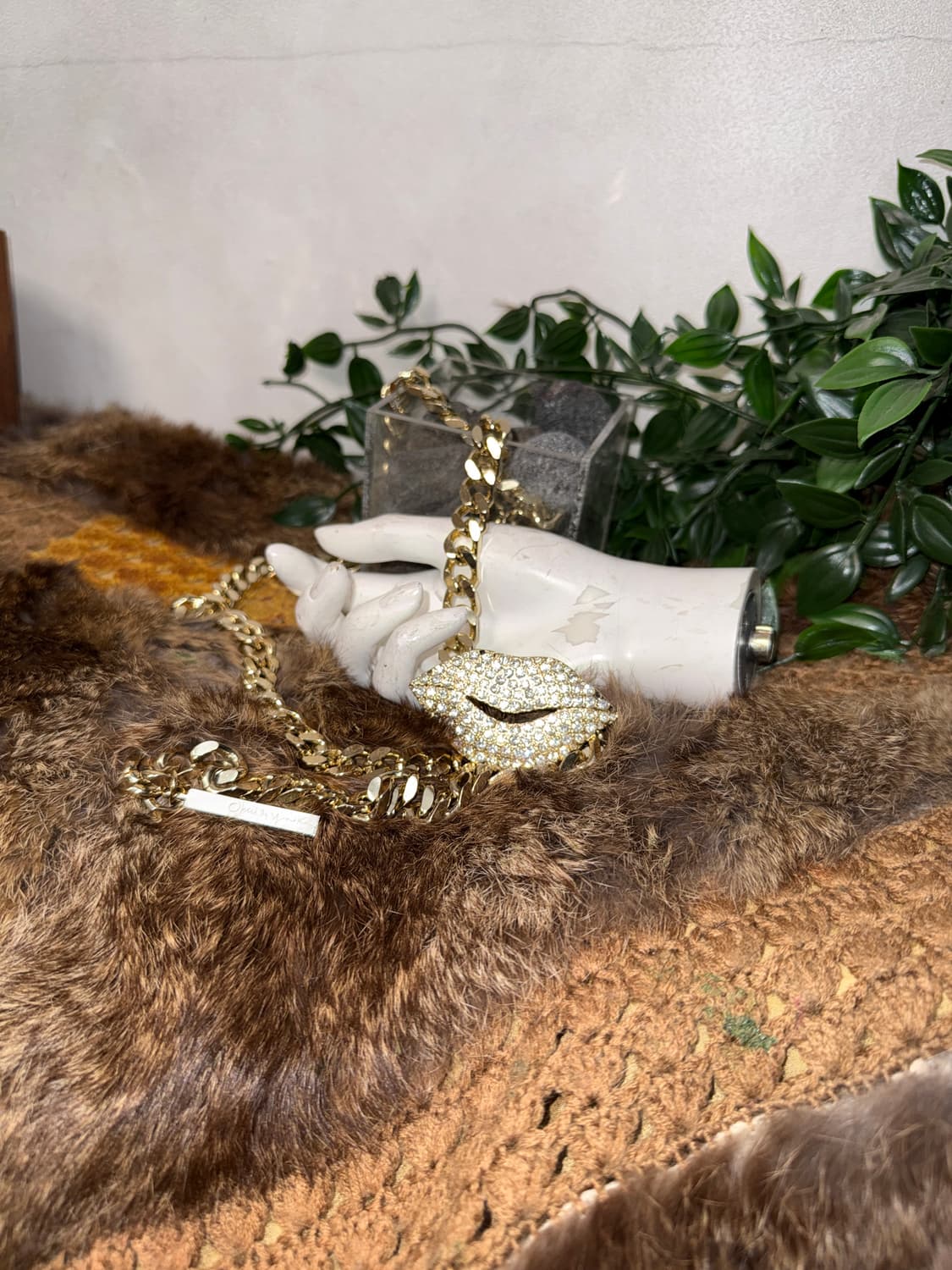 OBZEE gold cubic lip chain belt  상품이미지2