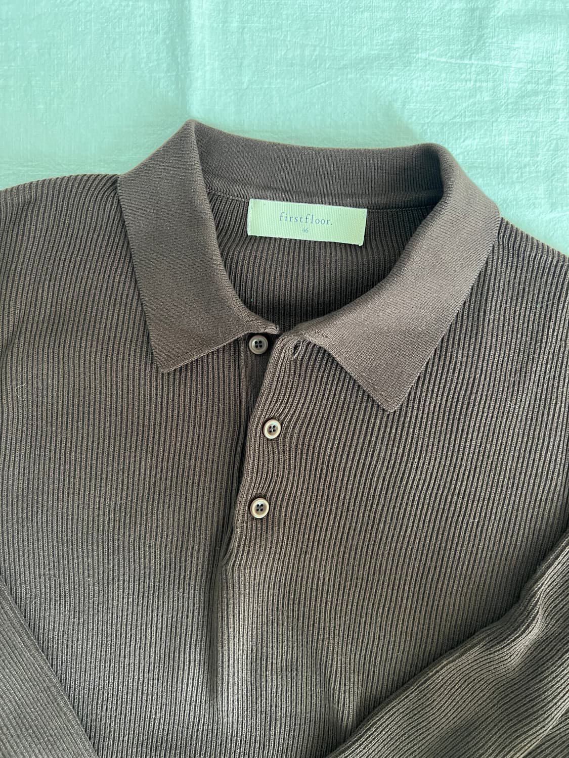 퍼스트플로어/코튼 립 폴로 니트 [브라운]/46 상품이미지2