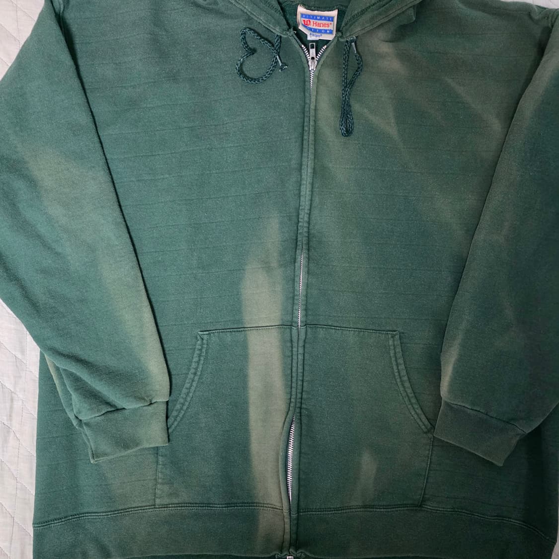 [XL] 00-90s 빈티지 헤인즈 페이드 트래쉬드 그린 후드집업 상품이미지2