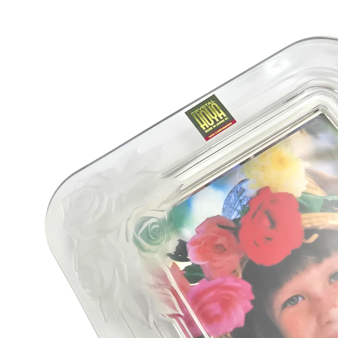 90s 호야 크리스탈 불투명 장미 탁상 액자 상품이미지5