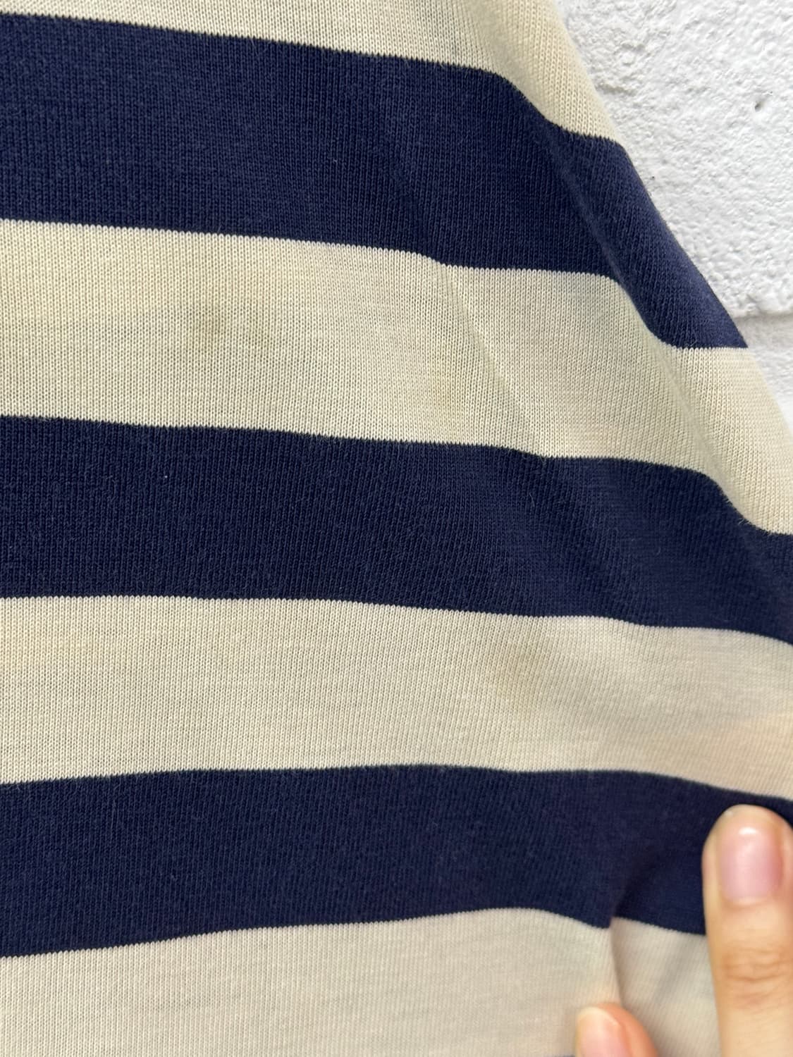폴로 블루 아이보리 스트라이프 반팔티 상품이미지5