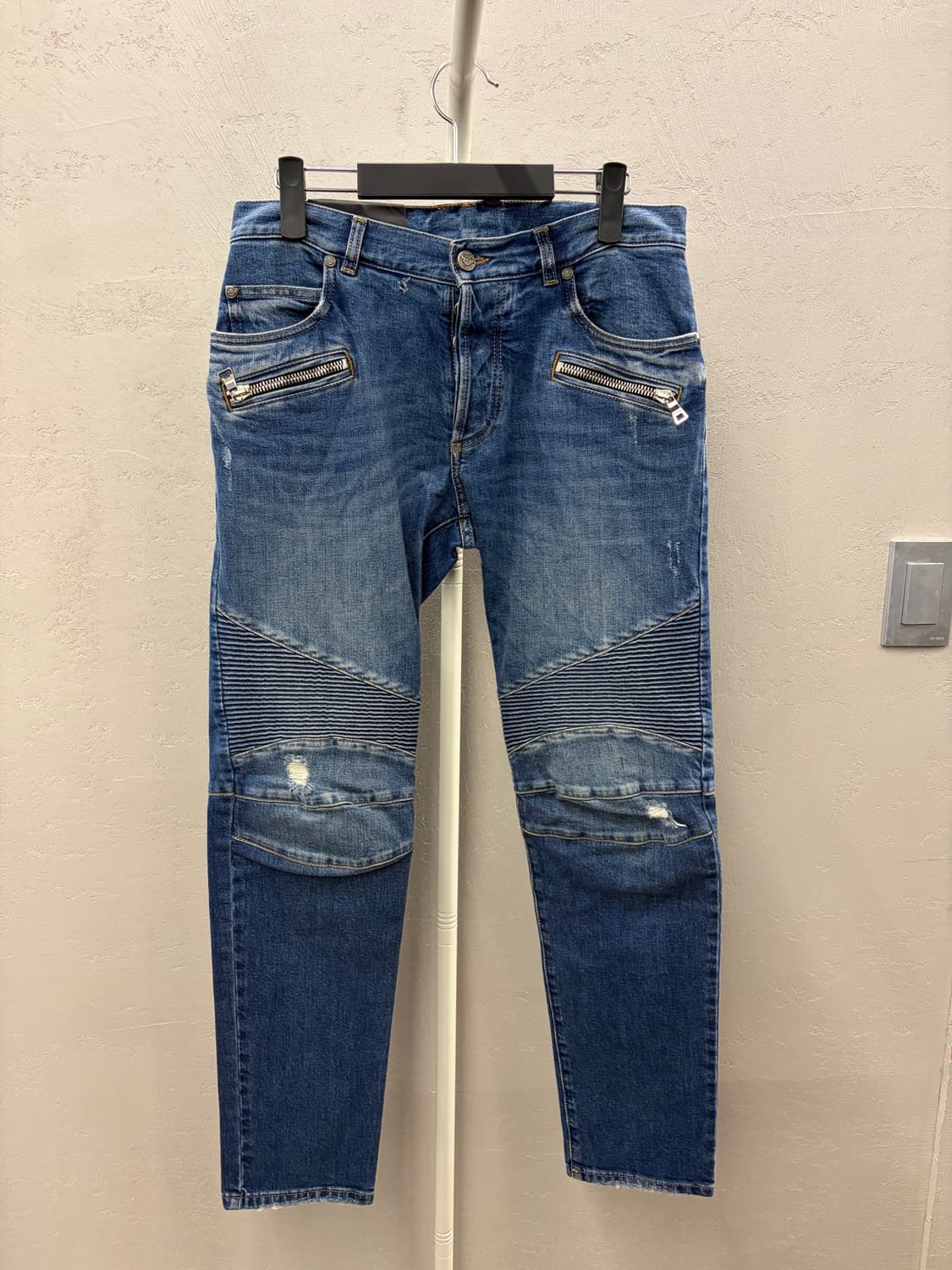 발망 블루 워싱 바이커 데님 청바지 28인치 상품이미지2