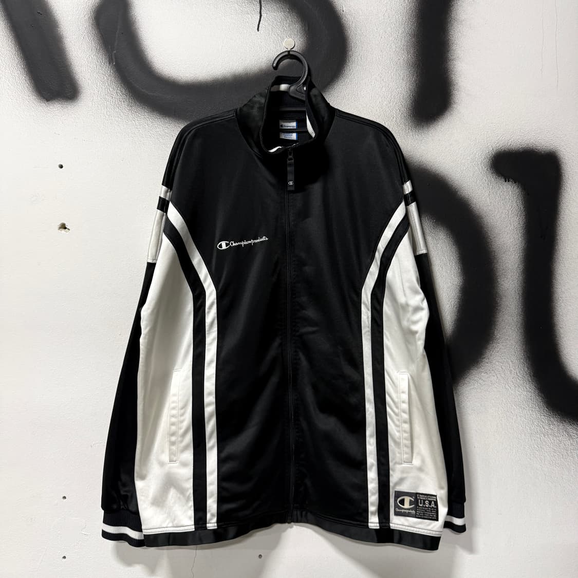 90-00s 챔피온 빅사이즈 올드스쿨 범고래 배색 집업 져지 자켓 상품이미지1