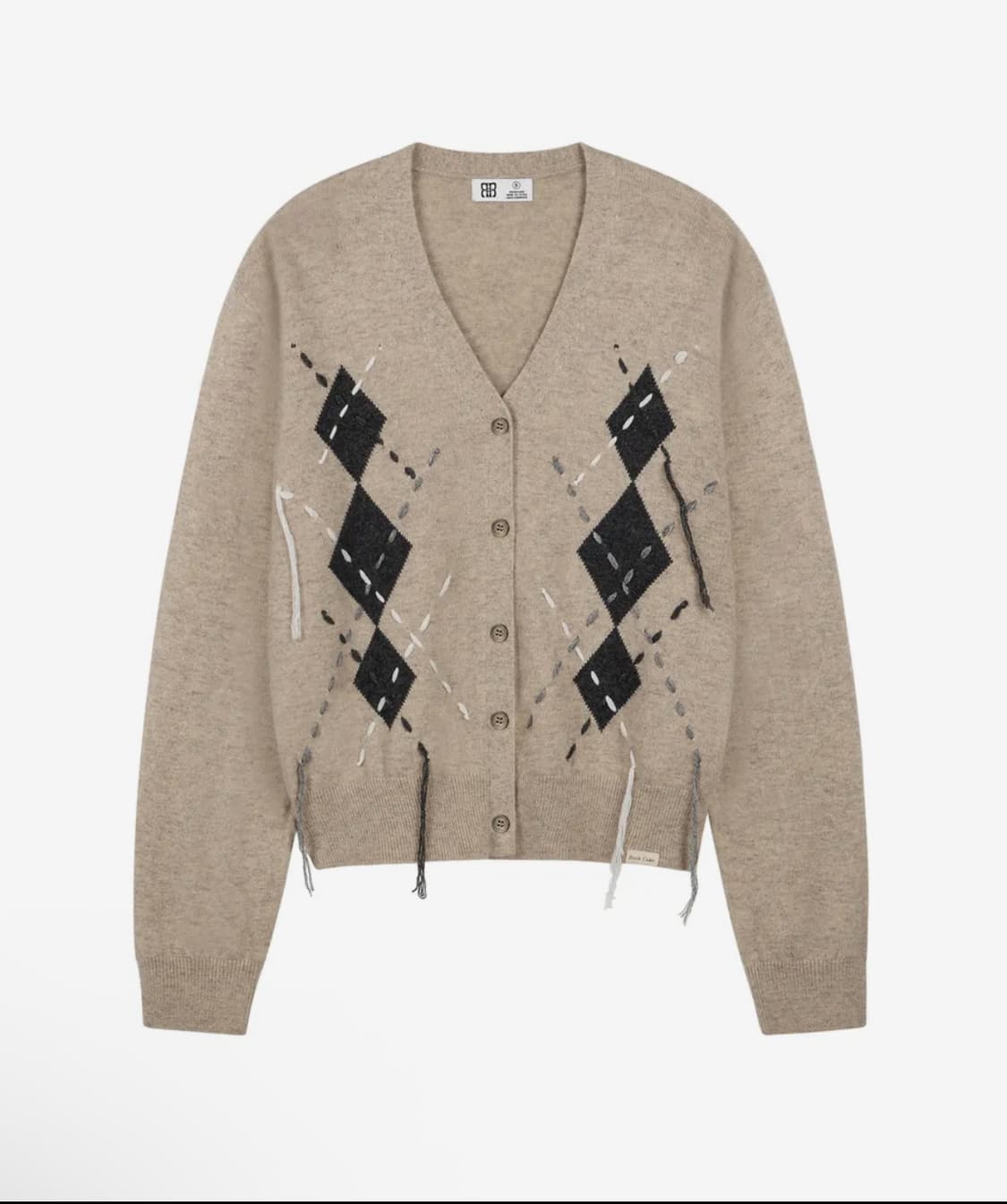 락케이크 아가일 스티치 니트 가디건 베이지 상품이미지2