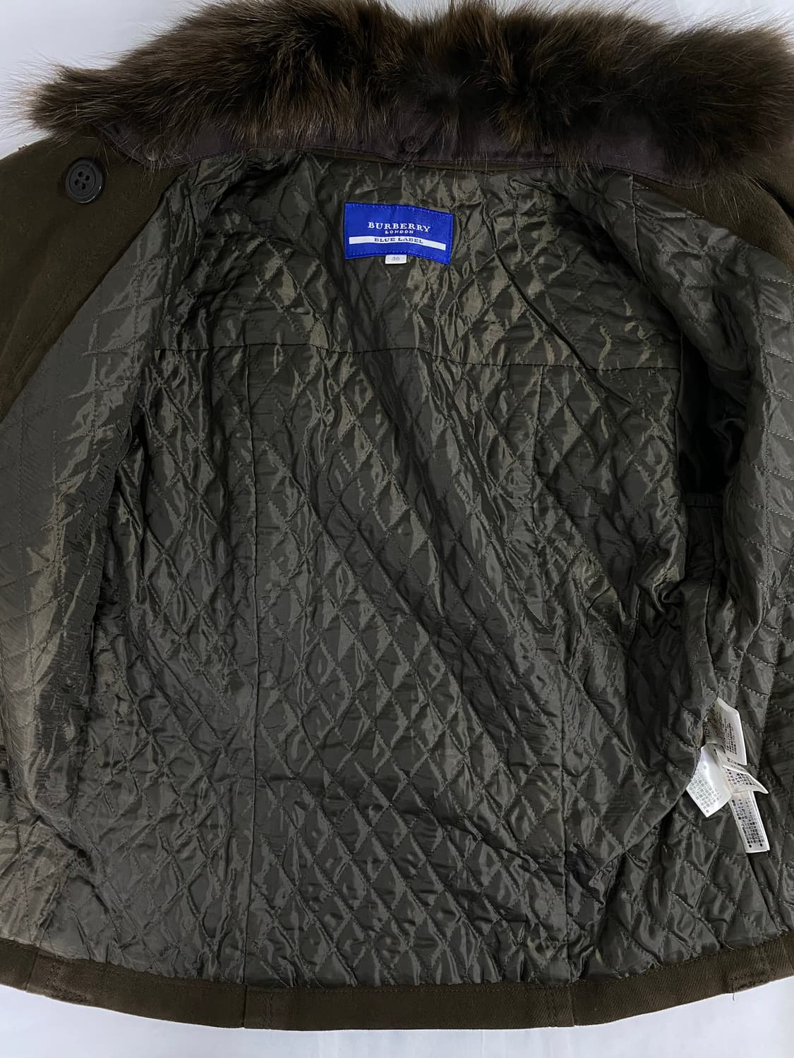 버버리 블루라벨 브라운 퍼 퀄팅 자켓 38 상품이미지5