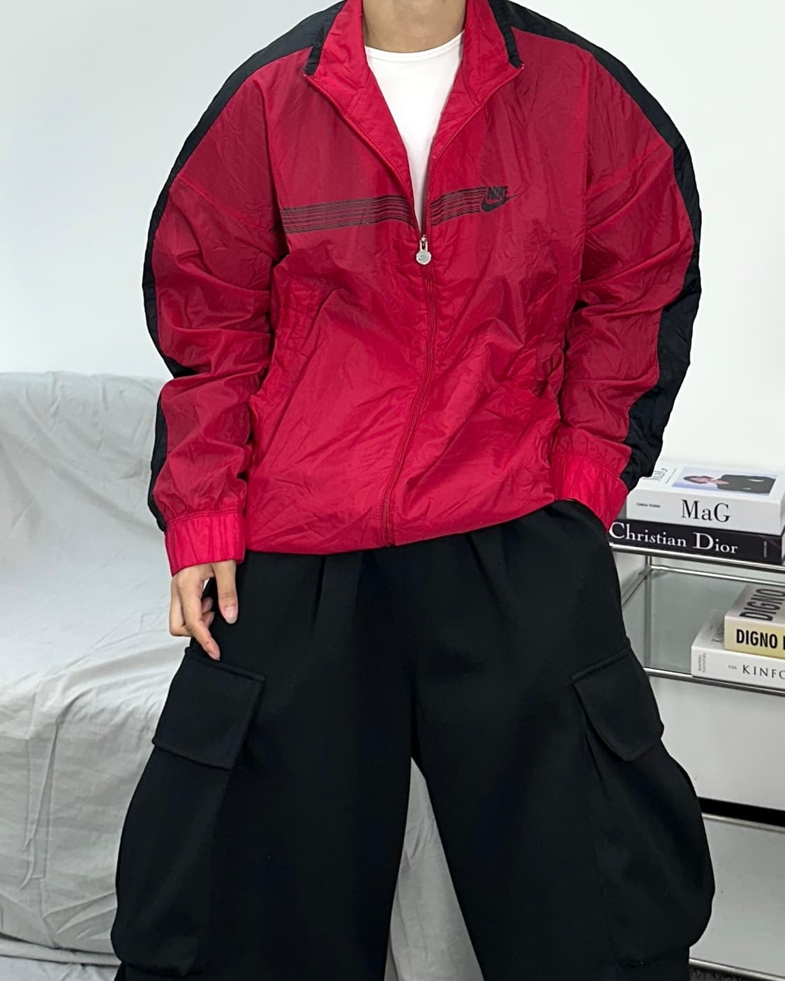 나이키 90s 레드 버건디 바람막이 L 상품이미지2