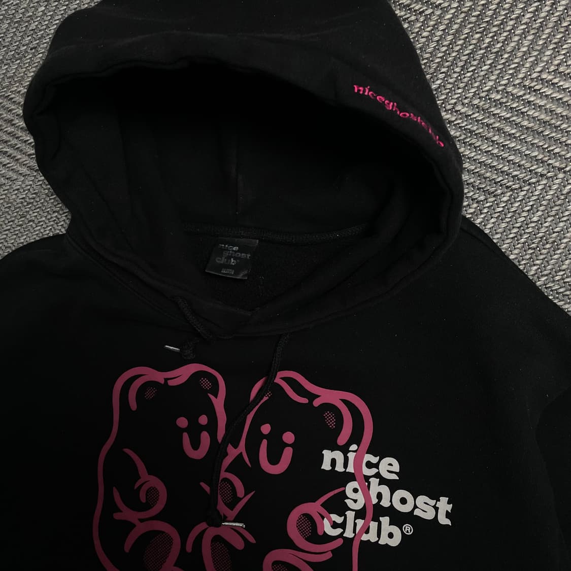 나이스고스트클럽 구미 베어&로고 박시핏 후드 집업 블랙y 5351 상품이미지5