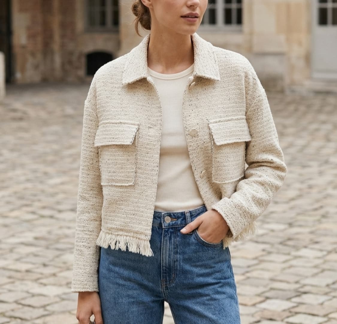 [55]망고 SUIT 라인 프릴 트위드 자켓 상품이미지1