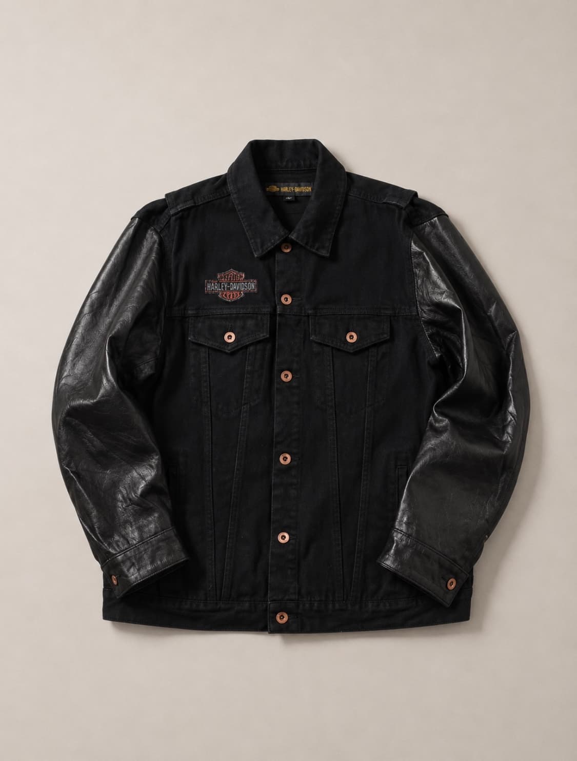Harley Davidson 할리데이비슨 데님 바디 가죽 슬리브 자켓 상품이미지1