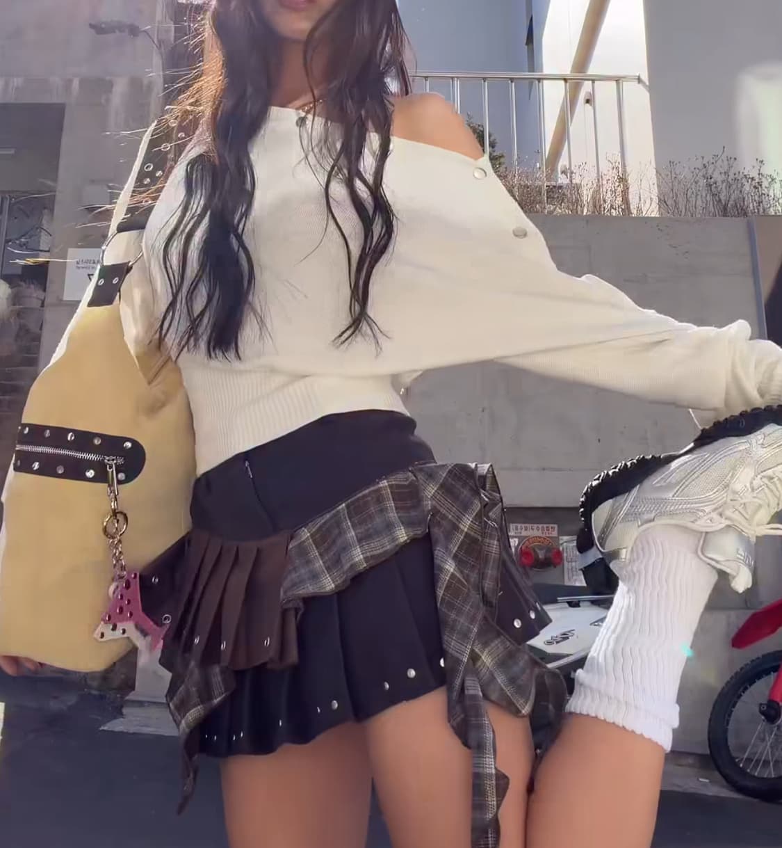 드라이로즈 체크 플리츠 스커트 상품이미지4