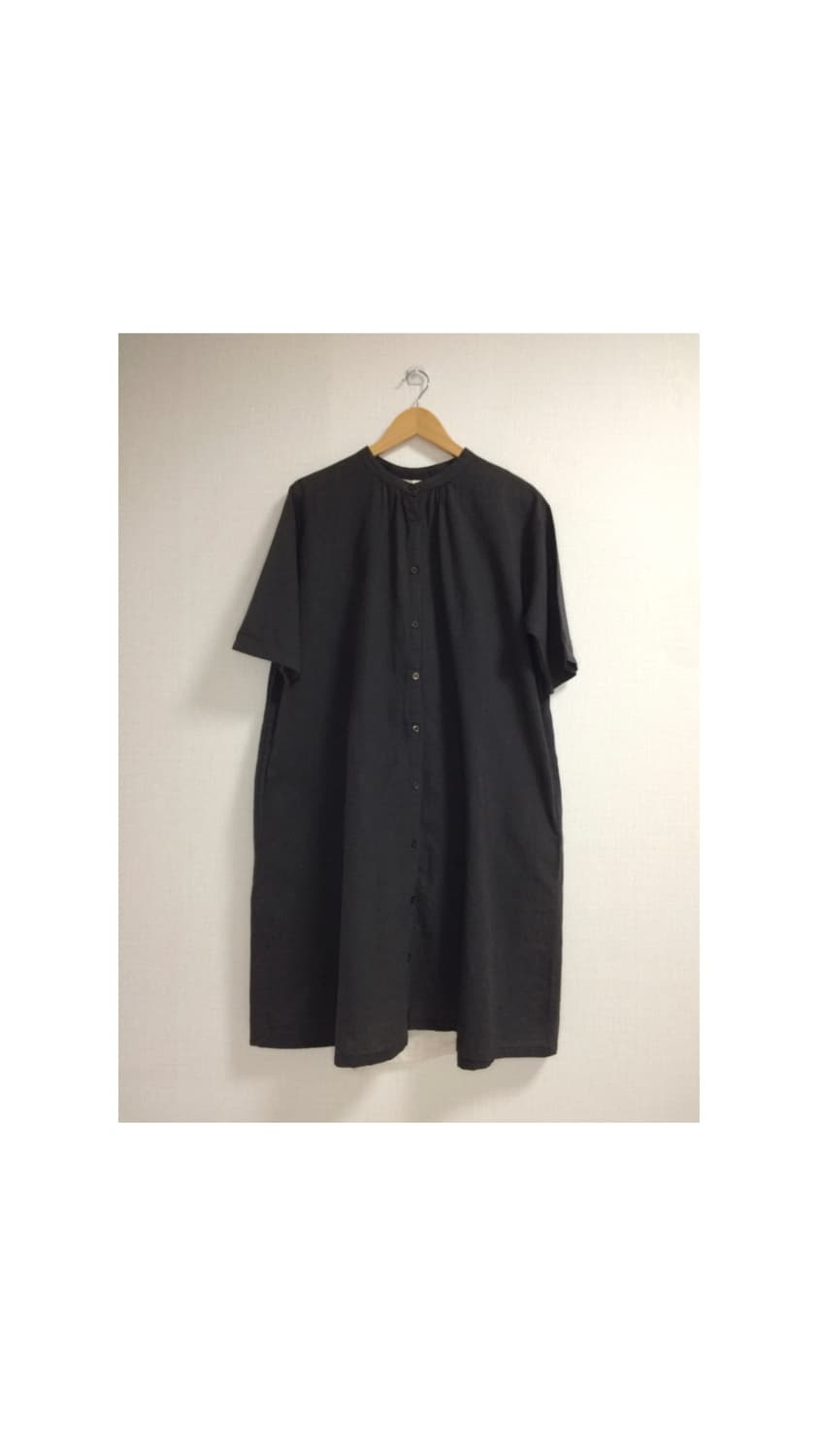 빈티지 차콜 차이나 카라 롱 원피스 상품이미지1