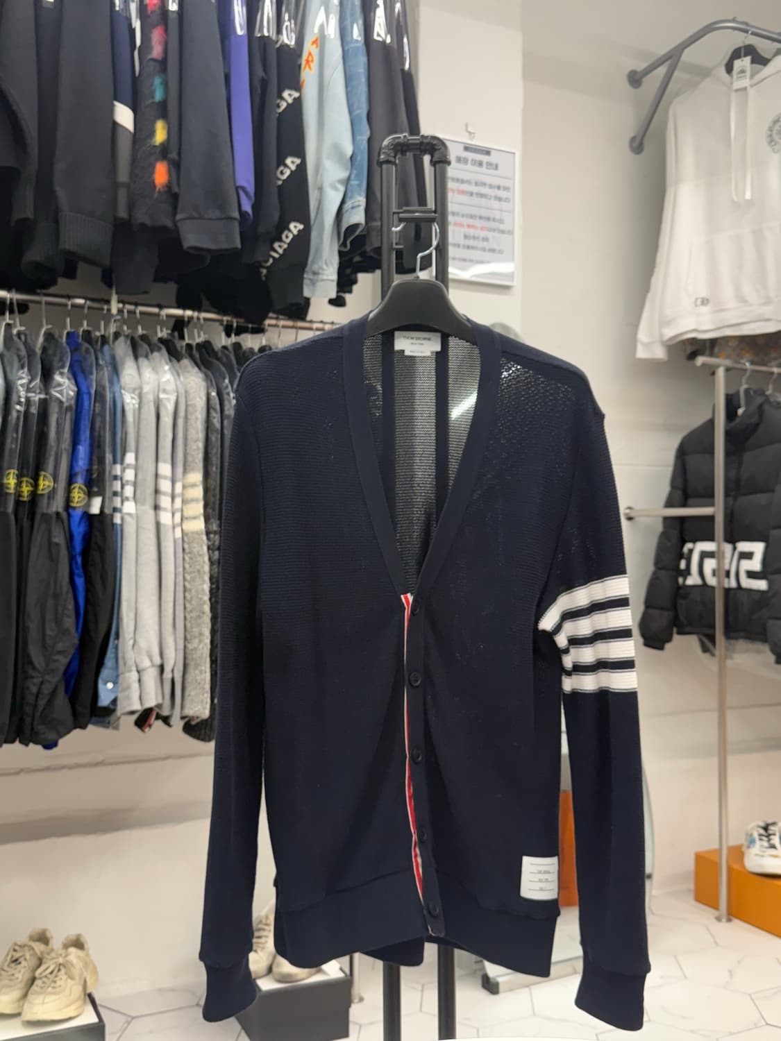 [5] 톰브라운 사선완장 라셀스티치 가디건 상품이미지1