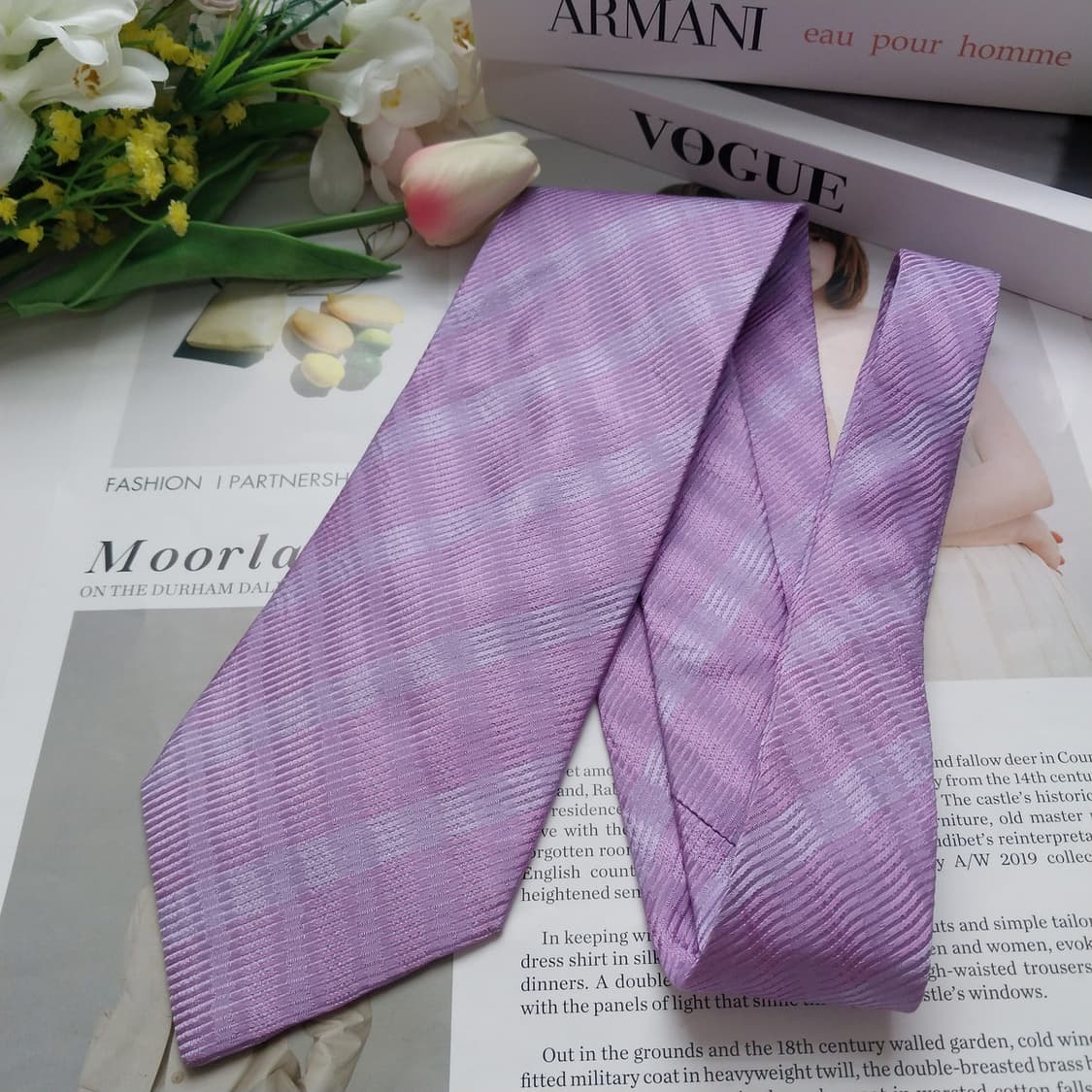 조르지오 아르마니 실크 퍼플 패턴 넥타이 9.5cm A+등급 K806
 상품이미지5