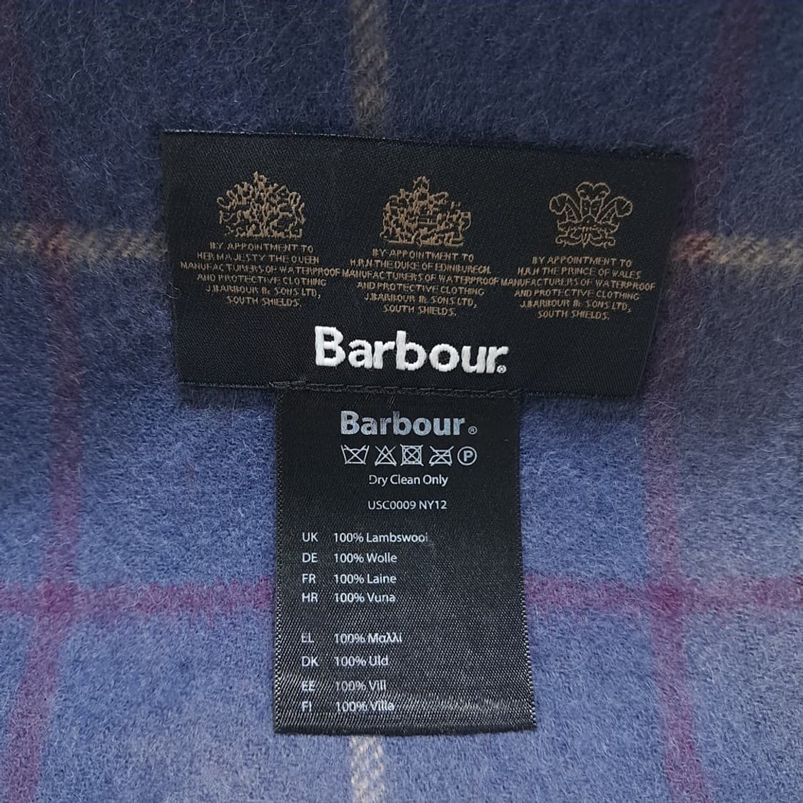 MX444 바버 램스울 3로얄워런트 타탄 블루 머플러 목도리 상품이미지4