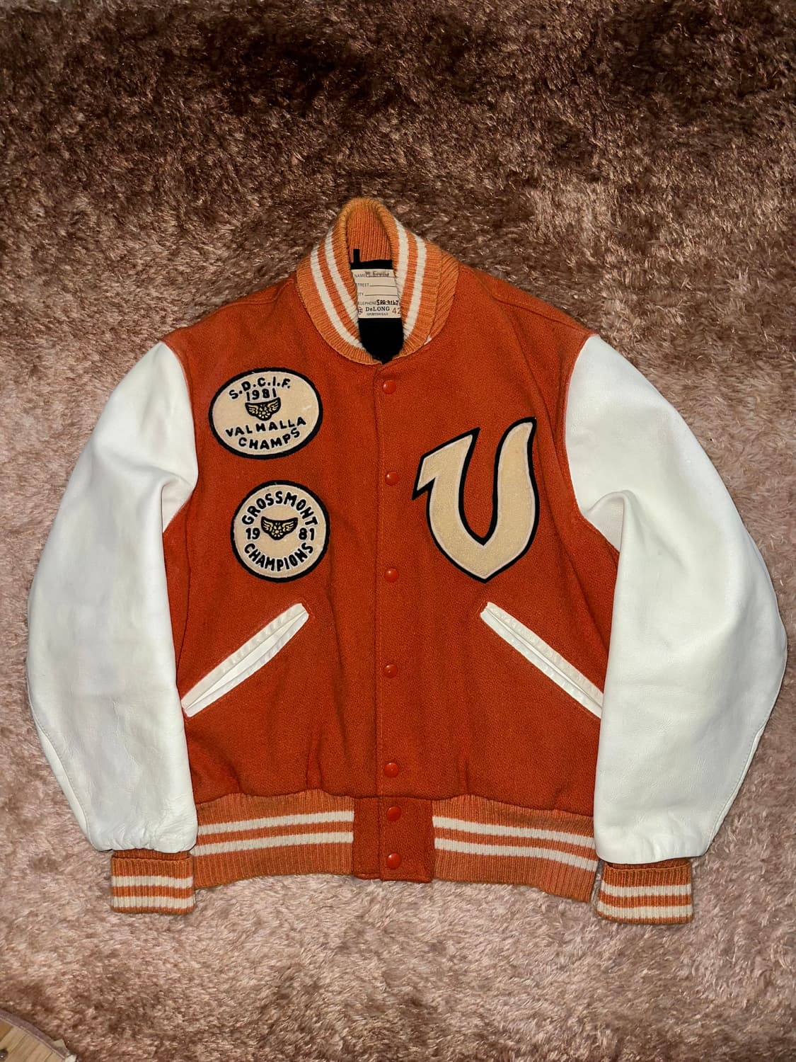 빈티지 레더 바시티 자켓 상품이미지1