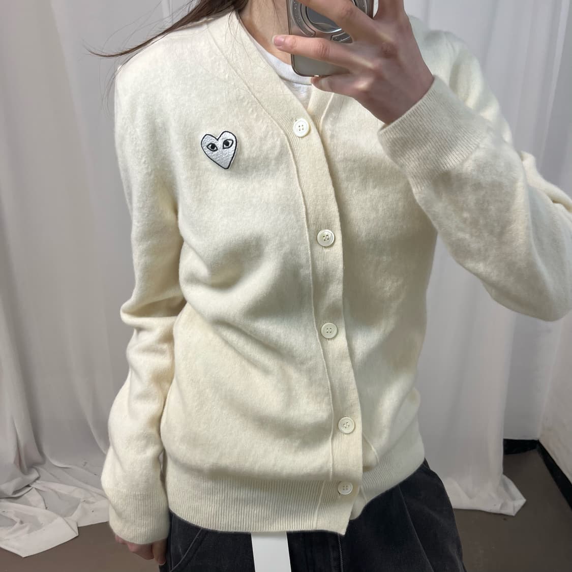 Comme des Garçons white wool cardigan 상품이미지3