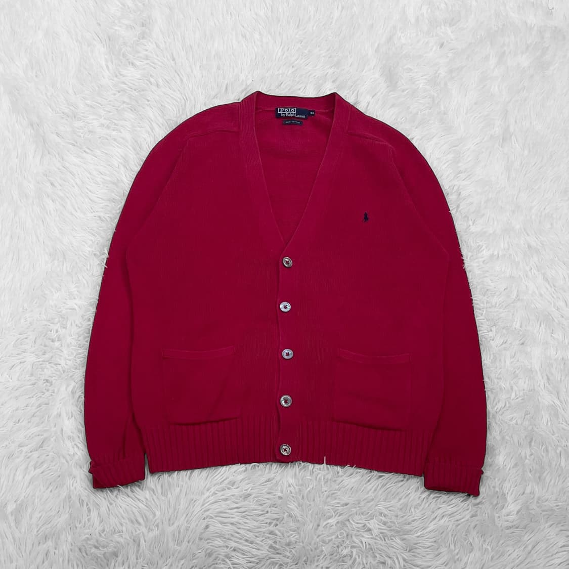 폴로 랄프로렌 포니 로고 니트 가디건 레드 상품이미지2