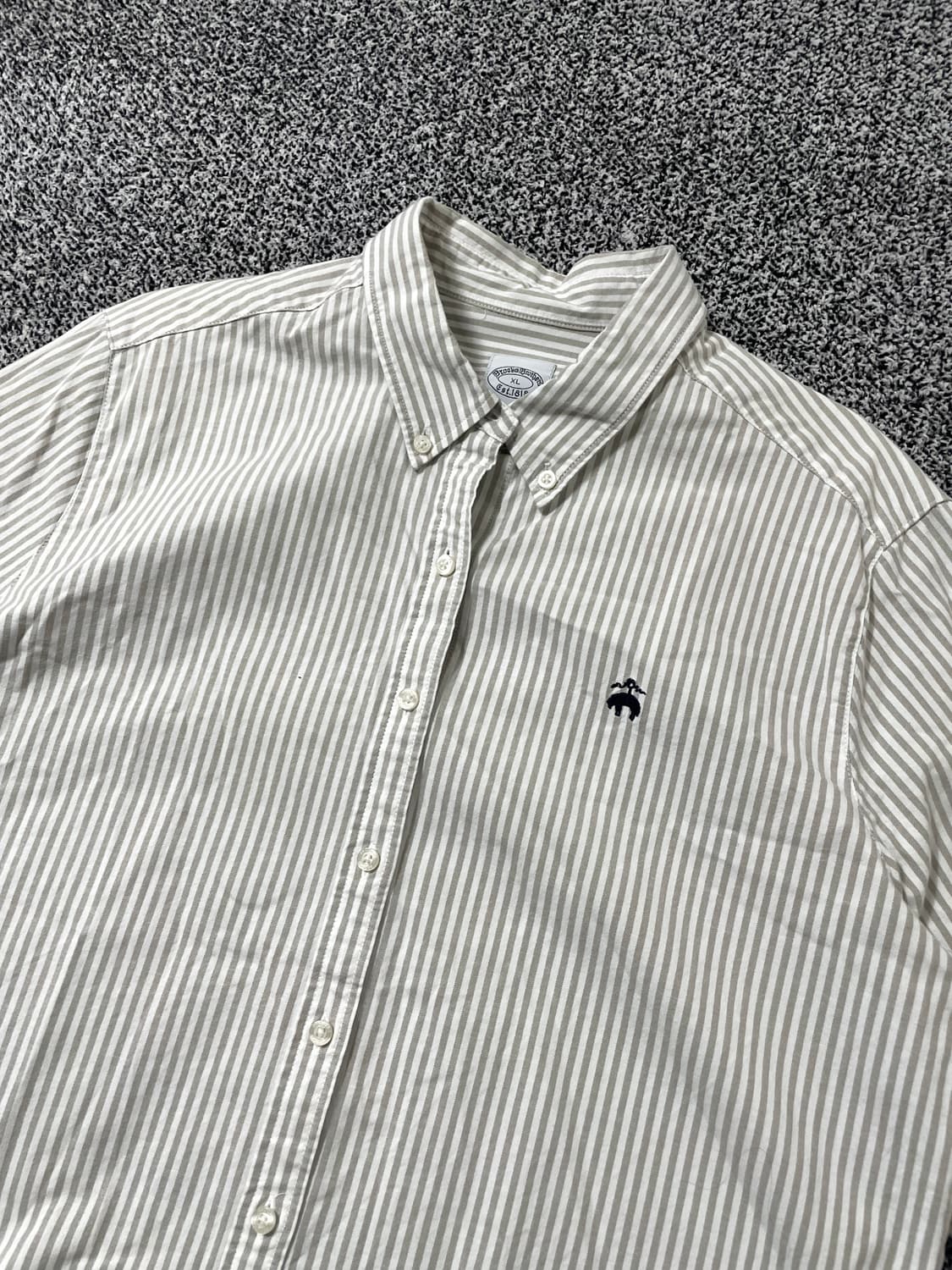 빈티지9. 브룩스브라더스 옥스포드 스트라이프 셔츠 그레이 화이트 상품이미지2