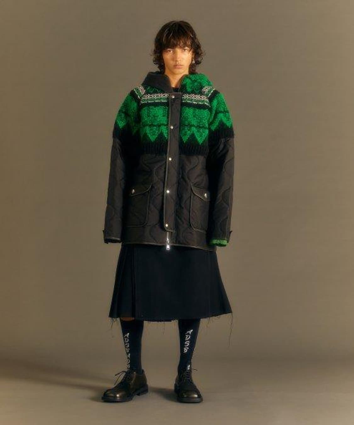 앤더슨벨 노르딕 패턴 퀼팅 후드 점퍼 상품이미지1