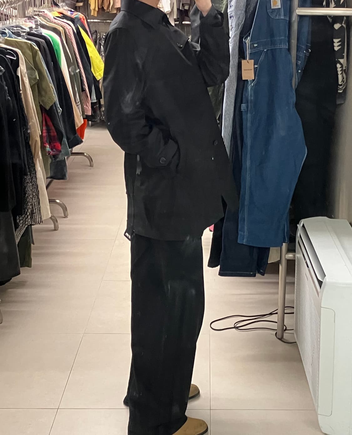 JPN VTG 블랙 트렌치 코트 L 상품이미지8