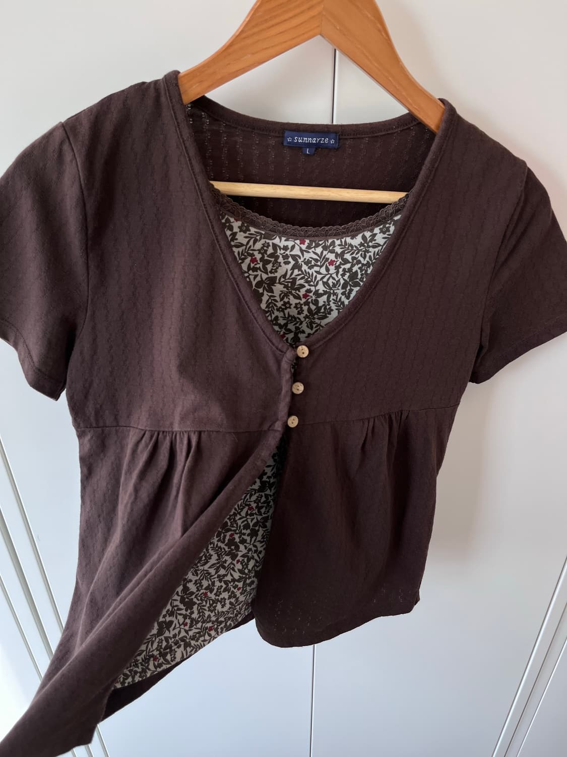 Sunnayze 바선생 레이어드 브라운 잔꽃 반팔 상품이미지7