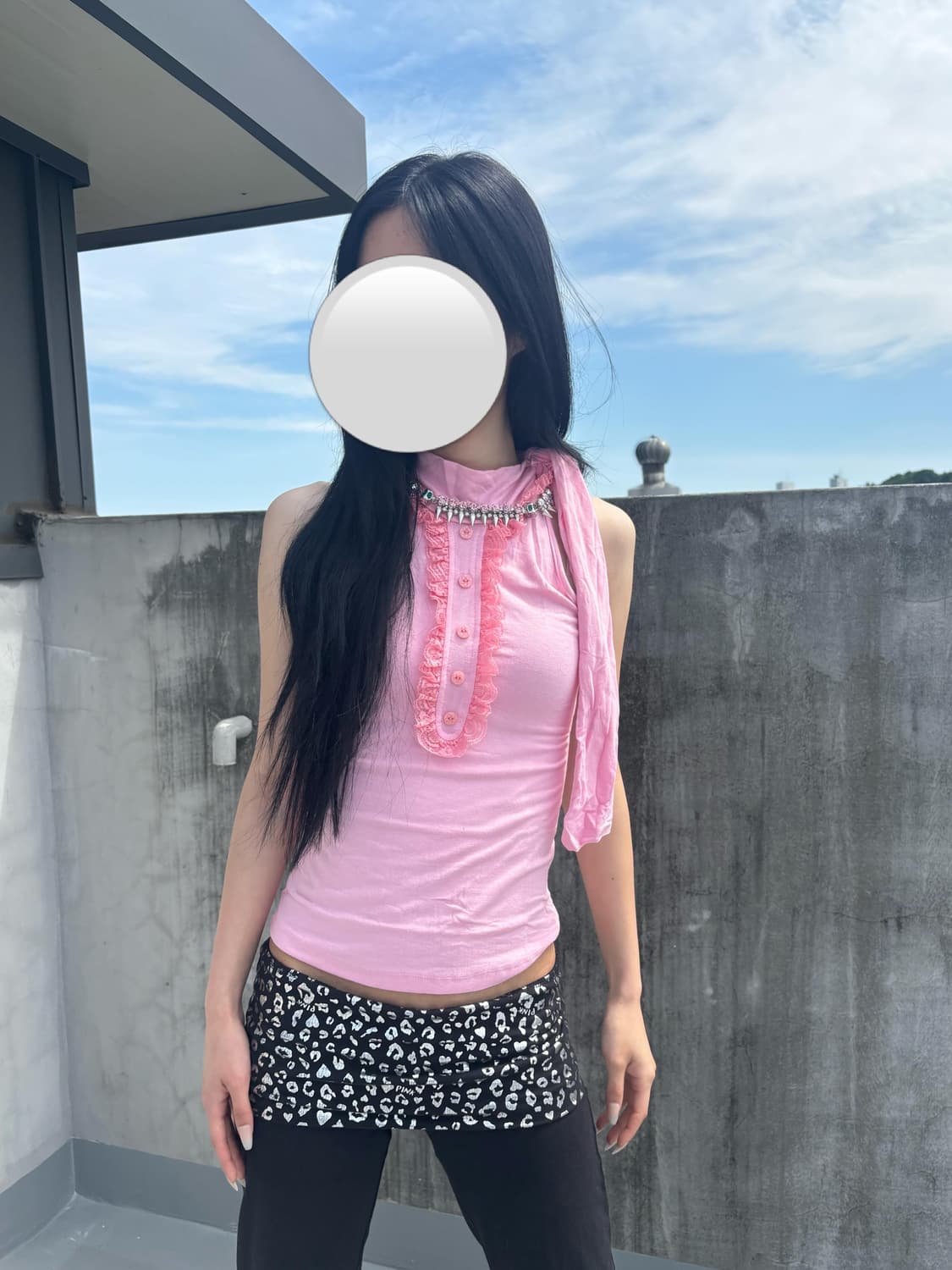 갸루 홀터 리본 탑 상품이미지1