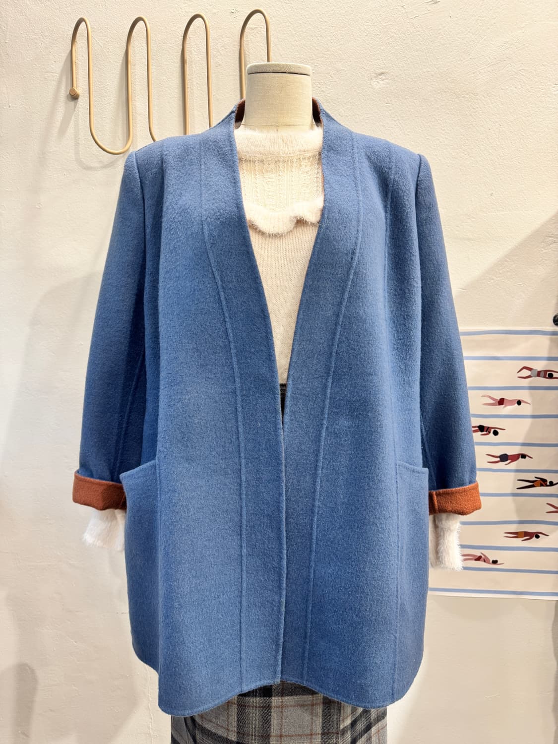 japan vintage 핸드메이드 노카라 하프코트 상품이미지2