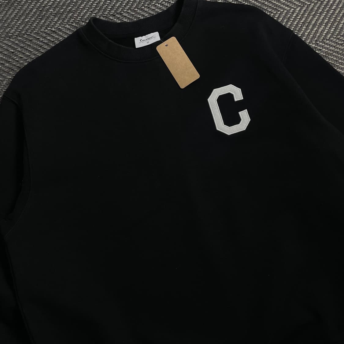 커버낫 C로고 패치 박시핏 맨투맨 블랙o 4446 상품이미지4