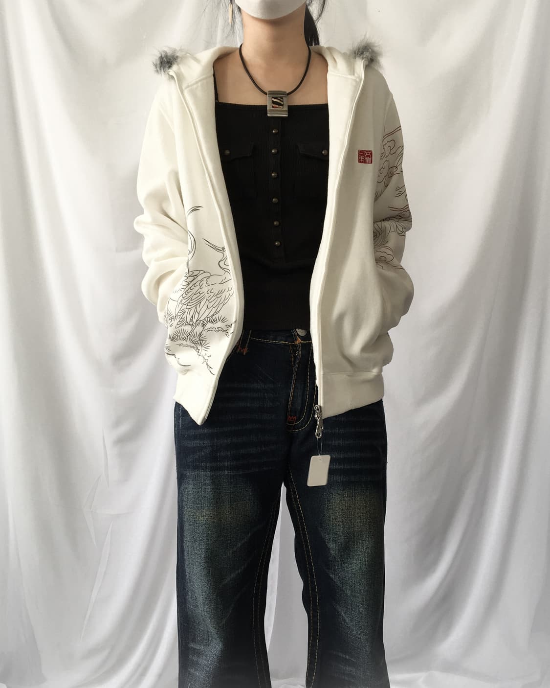 Fake fur hood oriental hood zip up 상품이미지6